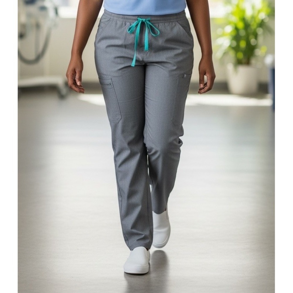 FIGS Technical Collection Scrub Pants Gray Large Drawstring Stretch Pockets